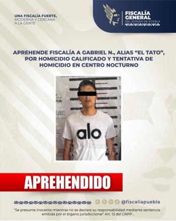 Aprehende Fiscal&iacute;a a Gabriel N., alias “El Tato”, por homicidio calificado y tentativa de homicidio en centro nocturno