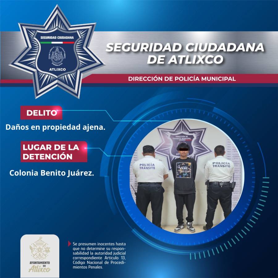 Polic&iacute;a De Atlixco Detiene A Motociclista Por Provocar Da&ntilde;os A Veh&iacute;culo