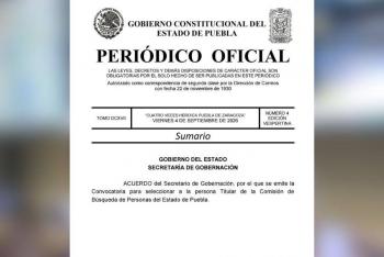 Gobierno de Puebla abre convocatoria para renovar titular de Comisi&oacute;n de B&uacute;squeda