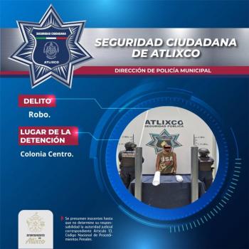 Polic&iacute;as de Atlixco frustran robo y detienen a uno