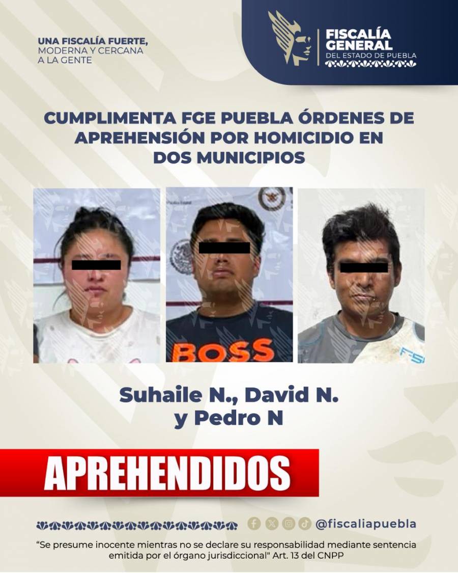 Cumplimenta FGE Puebla &oacute;rdenes de aprehensi&oacute;n por homicidio en dos municipios