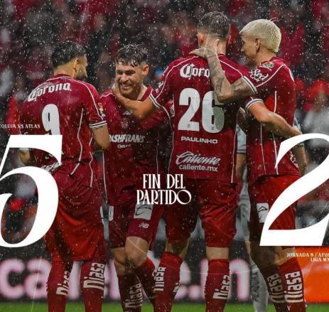 Toluca desató el infierno y goleó 5-2 al Atlas