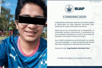 “Hoy nuestra comunidad est&aacute; de luto”: rectora de BUAP tras muerte de Hugo Alejandro